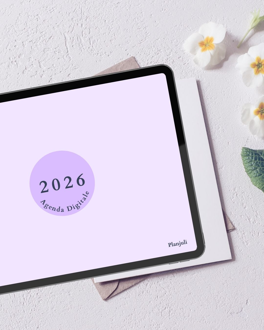 Copertina dell'agenda digitale Planjuli 2026 edizione Lilla Luminoso, planner digitale PDF per iPad, iPad Pro e tablet Android compatibile con Goodnotes e Notability