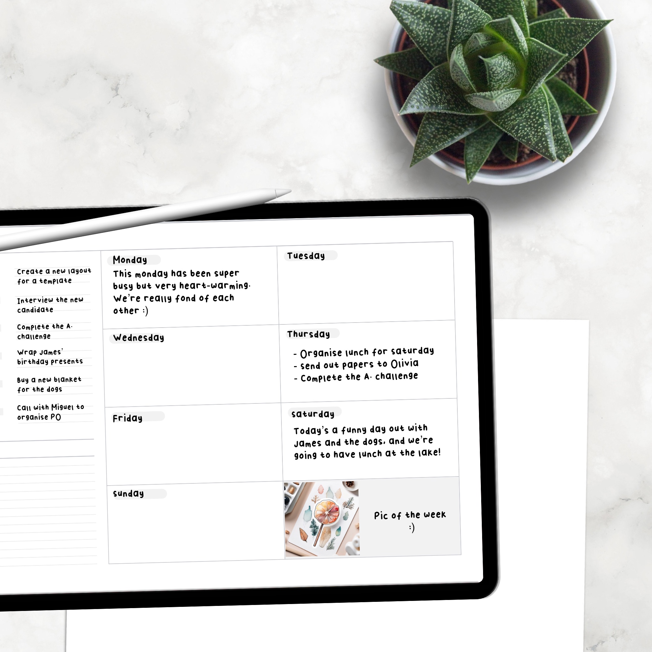 Template PDF digitale per planning settimanale, in grigio monocromatico