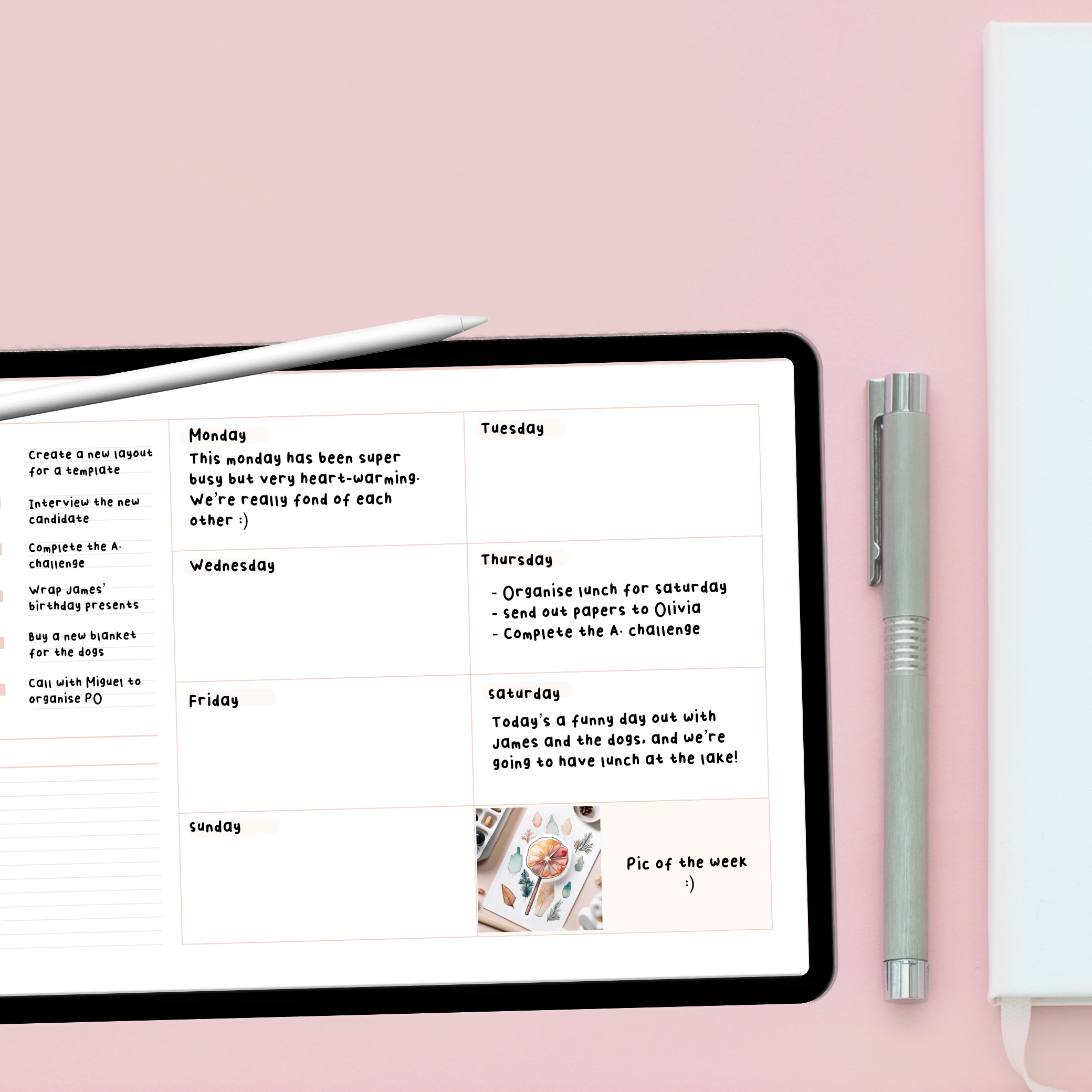 one page weekly planner template